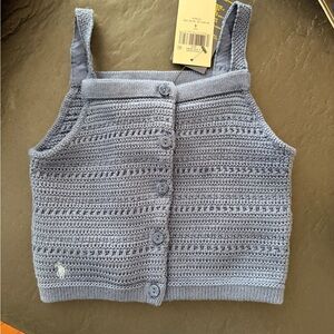 Ralph Lauren Kids Blue Knit Button-Up Tank Top